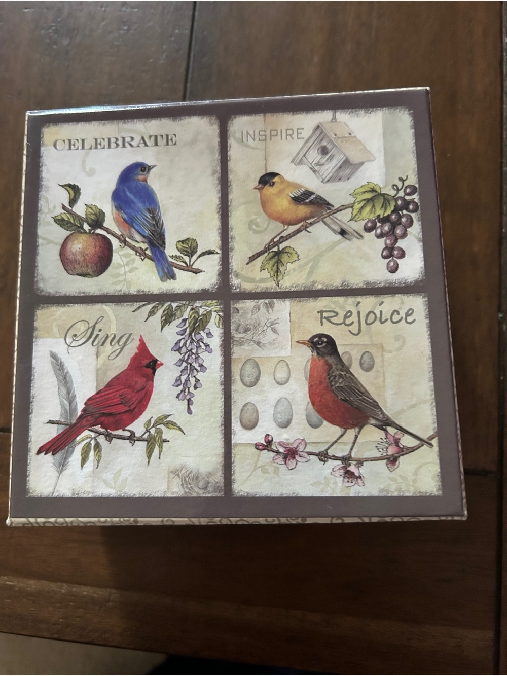 Source Unknown Birds Wall Art Panel - Blue, Yellow, Red, Brown